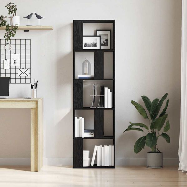 vidaXL B&uuml;cherregal/Raumteiler Schwarz Eichen-Optik 45x24x159 cm