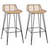 vidaXL Barhocker 2 stk. Natur 44 x 45 x 76 cm Rattan und Stahl