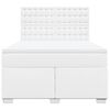 vidaXL Boxspringbett mit Matratze Wei&szlig; 140x200 cm Kunstleder