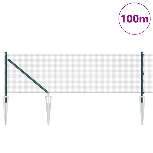 vidaXL Zaunpfosten Gr&uuml;n 100 x 0,4 m (12 x 12 mm Netz) Stahl und PVC
