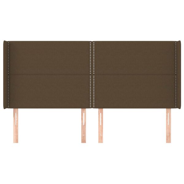 vidaXL Kopfteil mit Ohren Dunkelbraun 183x16x118/128 cm Stoff