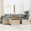 vidaXL Garten-Sofa-Set mit Speicher 7 pcs Beige Poly Rattan