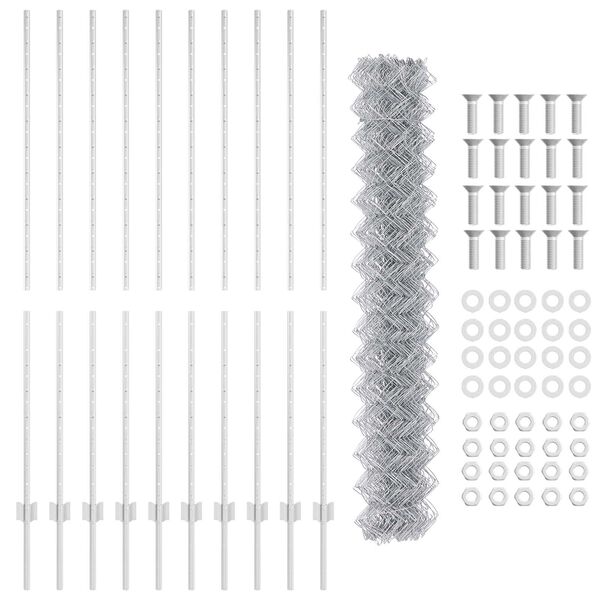vidaXL Zaun mit Pfosten Silber 1,5 x 10 m Stahl