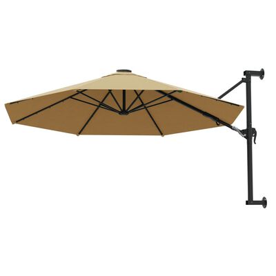 vidaXL Sonnenschirm zur Wandmontage mit Metall-Mast 300 cm Taupe