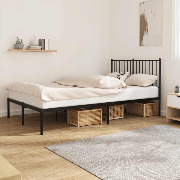 vidaXL Bettgestell mit Kopfteil Metall Schwarz 120x190 cm