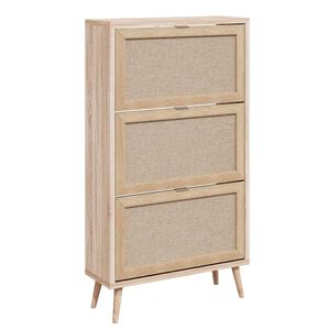 Finori Schuhschrank Bali 49A Sonoma-Eiche und Raffia-Druck