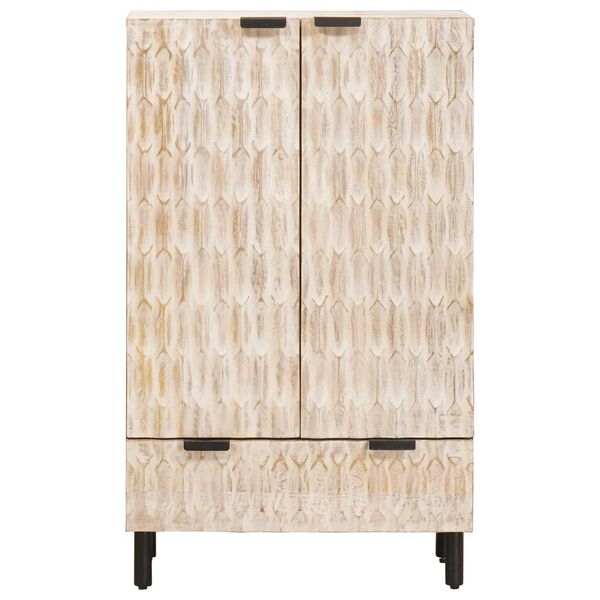vidaXL Highboard mit T&uuml;r Wei&szlig;e gewaschene Oberfl&auml;che 60 x 33 x 100 cm