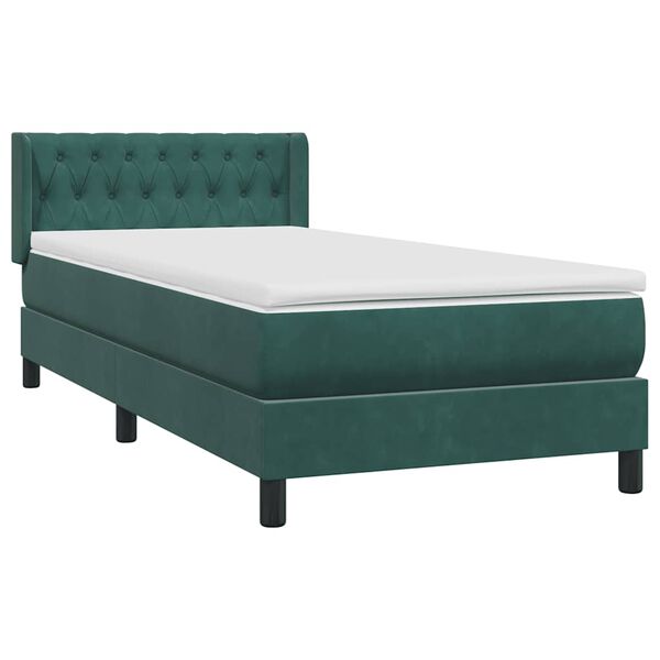 vidaXL Boxspringbett mit Matratze Dunkelgr&uuml;n 90x220 cm Samt