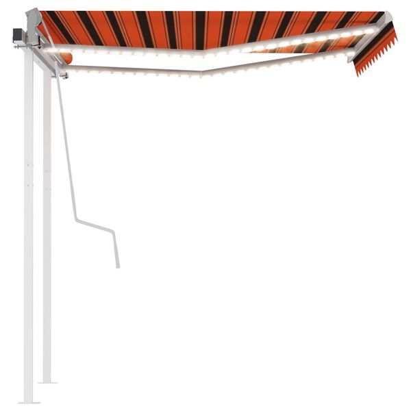 vidaXL Markise Manuell Einziehbar mit LED 3x2,5 m Orange und Braun