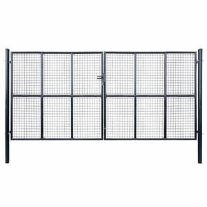 vidaXL Maschen-Gartentor verzinkter Stahl 400 x 200 cm Grau