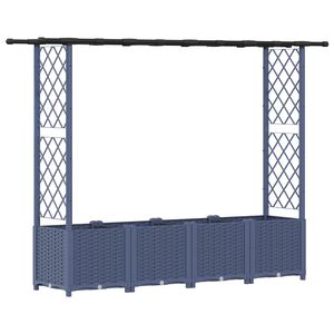 vidaXL Hochbeet mit Rankgitter und Dach Grau 203 x 40 x 136 cm PP