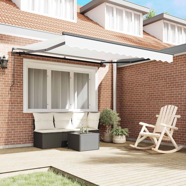 vidaXL Einziehbare Markise Wei&szlig; 300 x 250 cm Polyester und Stahl