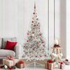 vidaXL K&uuml;nstlicher vorbeleuchteter Weihnachtsbaum Silber 210 cm PET