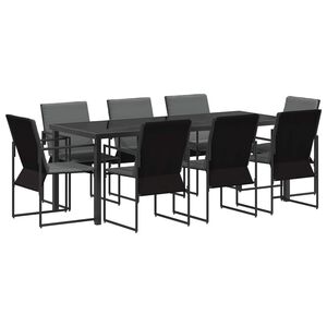 vidaXL Garten Essgruppe 9 pcs Schwarz und Anthrazit 200 x 80 x 73 cm