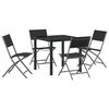 vidaXL Garten Essgruppe 5 pcs Schwarz Pulverbeschichteter Stahl
