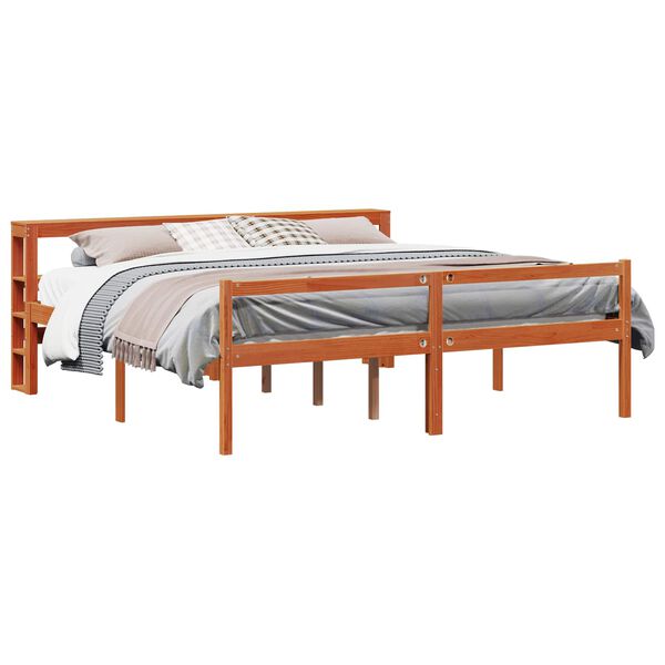 vidaXL Bettrahmen mit Kopfteil 2 pcs Wachsbraun Massivholz Kiefer