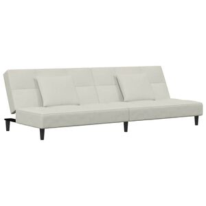 vidaXL Schlafsofa 2-Sitzer mit 2 Kissen Creme Samt