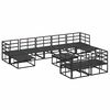 vidaXL Garten-Sofa-Set mit Kissen 10 pcs Schwarz Aluminium