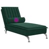 vidaXL Massage-Chaiselongue mit Nackenrolle Dunkelgr&uuml;n Samt