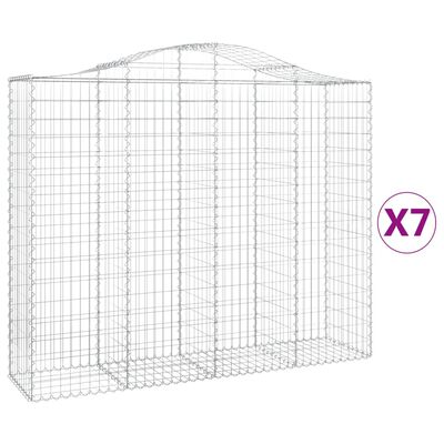 vidaXL Gabionen mit Hochbogen 7 Stk. 200x50x160/180cm Verzinktes Eisen