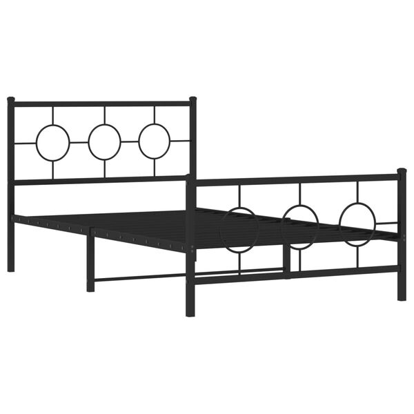vidaXL Bettgestell mit Kopf- und Fu&szlig;teil Metall Schwarz 107x203 cm