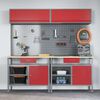 vidaXL Werkbank-Set mit Schubladen mit Regal 8 pcs Rot Stahl