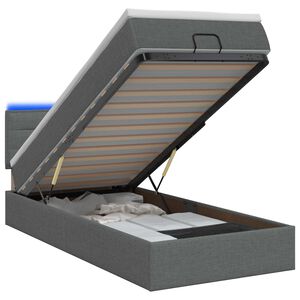 vidaXL Ottoman-Bett mit Matratze und LED Dunkelgrau 90 x 190 cm Stoff