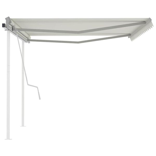 vidaXL Markise Manuell Einziehbar mit Pfosten 4x3 m Creme