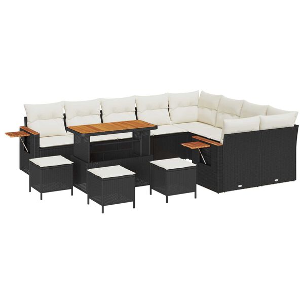 vidaXL Gartensofa-set mit Kissen 13 pcs Schwarz und Creme