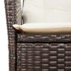 vidaXL Gartensessel mit Kissen 2 Stk. Verstellbar Braun Poly Rattan