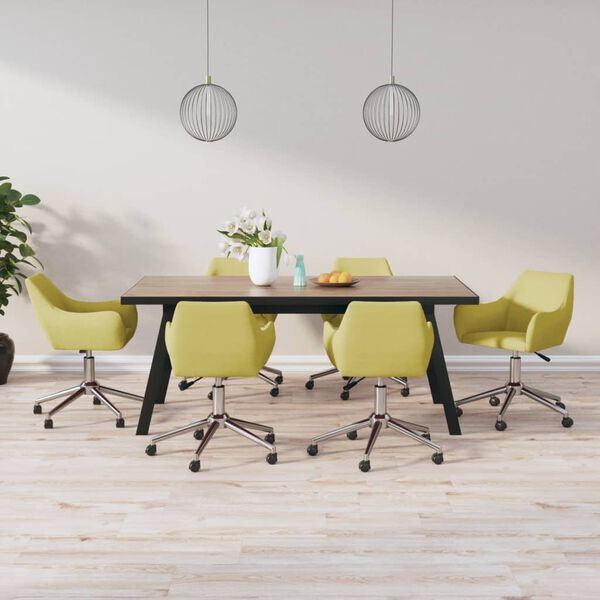 vidaXL Esszimmerst&uuml;hle 6 Stk. Drehbar Gr&uuml;n Stoff