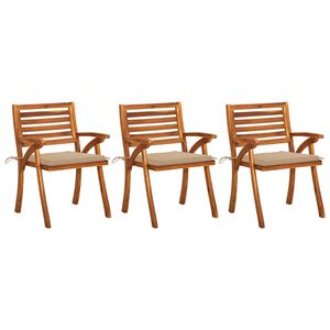vidaXL Garten-Essst&uuml;hle mit Kissen 3 Stk. Massivholz Akazie