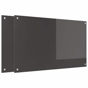 vidaXL K&uuml;chenr&uuml;ckwand 2 pcs Dunkelgrau 100 x 60 cm Geh&auml;rtetes Glas