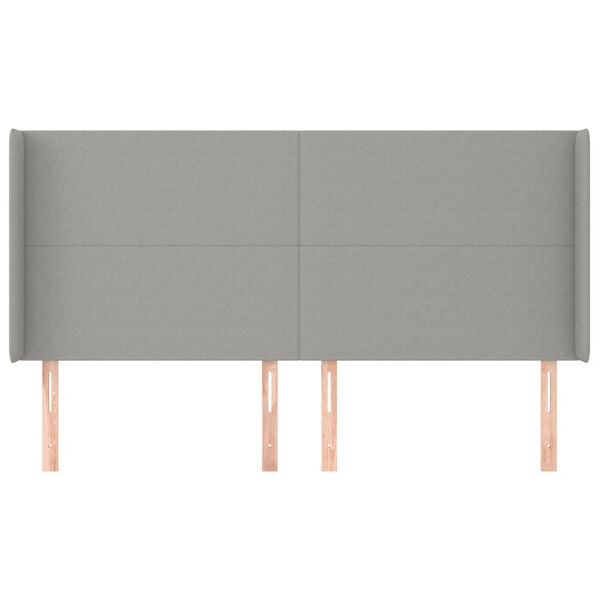 vidaXL Kopfteil mit Ohren Hellgrau 183x16x118/128 cm Stoff