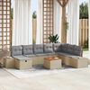 vidaXL Garten-Sofa-Set mit Kissen mit Speicher 9 pcs Beige Poly Rattan