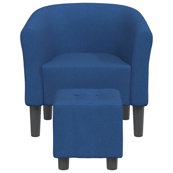 vidaXL Clubsessel mit Fu&szlig;hocker Blau Stoff