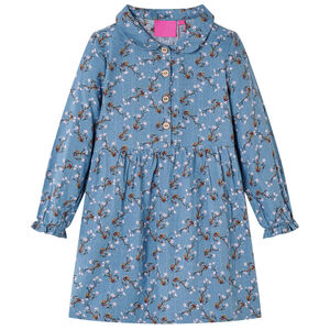 Kinderkleid mit Langen &Auml;rmeln Petrolblau 92