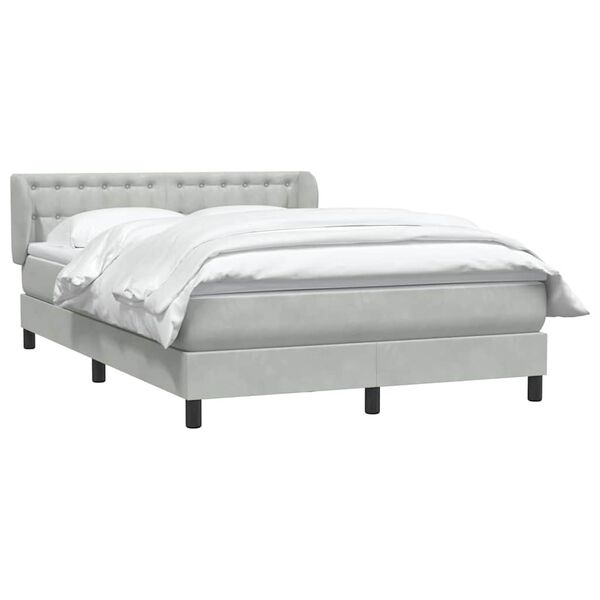 vidaXL Boxspringbett mit Matratze Hellgrau 140x220 cm Samt