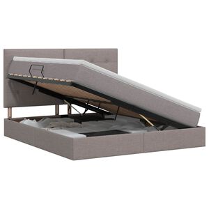 vidaXL Aufbewahrungsbett mit Matratze Taupe 160 x 200 cm Stoff