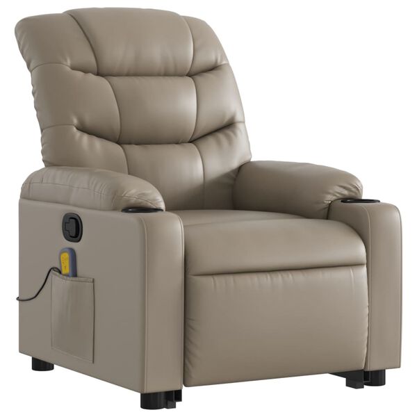vidaXL Massagesessel mit Aufstehhilfe Cappuccino-Braun Kunstleder