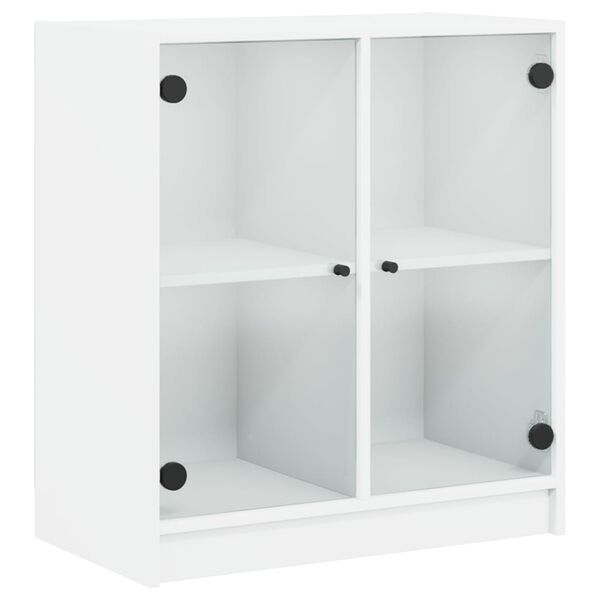 vidaXL Beistellschrank mit Glast&uuml;ren Wei&szlig; 68x37x75,5 cm