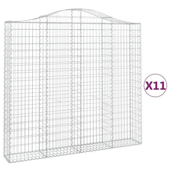 vidaXL Gabionen mit Hochbogen 11 Stk 200x30x180/200cm Verzinktes Eisen