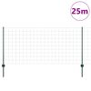 vidaXL Zaun mit Pfosten Gr&uuml;n 1 x 25 m Stahl