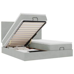 vidaXL Ottoman-Bett mit Matratzen & LEDs Hellgrau 160x200 cm Samt