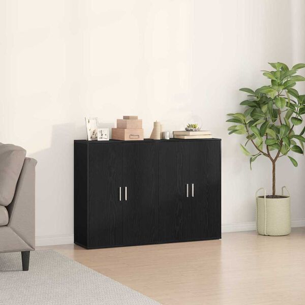 vidaXL Sideboard 2 pcs Schwarz Eichen-Optik 60 x 31 x 84 cm