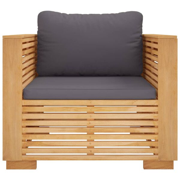 vidaXL Gartensessel mit Dunkelgrauen Kissen Massivholz Teak