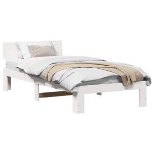 vidaXL Bettrahmen mit Kopfteil Wei&szlig; 75 x 190 cm Massives Kiefernholz