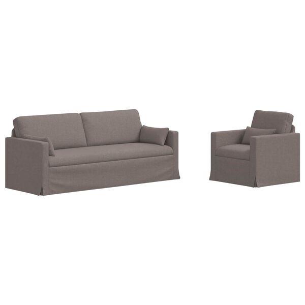 vidaXL Sofa 180cm 2 pcs Taupe Metall