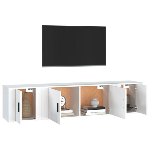 vidaXL 3-tlg. TV-Schrank-Set Wei&szlig; Holzwerkstoff