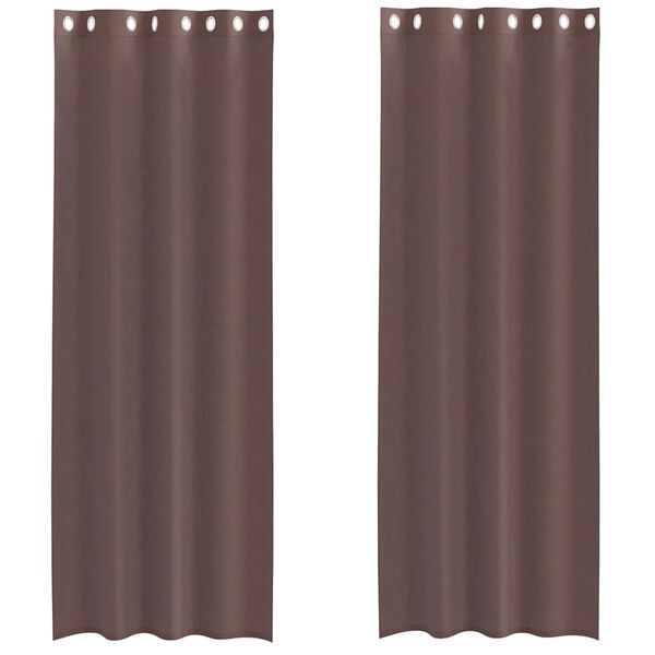 vidaXL Voile Vorh&auml;nge mit &Ouml;sen 2 Stk. Braun 140x300 cm
